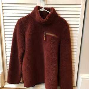 LL Bean Signature Sherpa Pullover, Brick Small